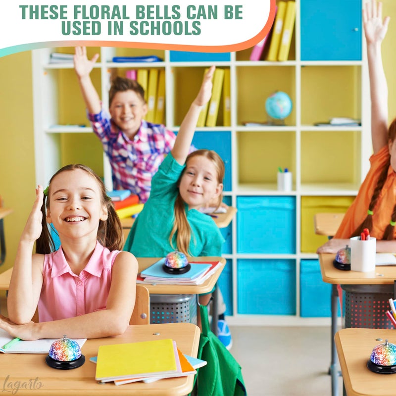 LAGARTO Desk Bell for Service â€“ Floral Design Classroom Bell for Teachers, Stainless Steel 3.35 x 2.56 with Non-Slip Base & Clear Sound, Easy to Clean â€“ Desk Bells for Classroom, Hotels, Stores & Offices - Image 4